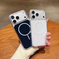 Funda Magnética Transparente Oficial con Caja para iPhone 18 Pro 17 16 15 Pro, Funda Magnética Transparente para iPhone, para Samsung S26