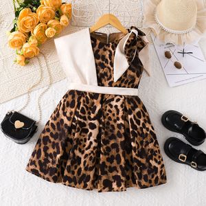 Abiti Estivi Senza Maniche per Bambina 2026 con Stampa Leopardata e Fiocco - Product Image 1