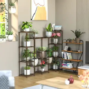 Plant Stand   Indoor Outdoor Tiered Plant Shelf  Multi-Functional Ladder Plant Holder for Living Room Patio Garden Balcony