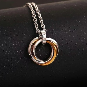 Hip Hop Mode Géométrique Pendentif Collier En Acier Inoxydable Anneaux Pendentif Bijoux Collier pour Femmes Hommes - Product Image 3