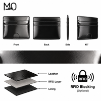 Porte-cartes en cuir noir brillant de qualité supérieure avec plusieurs emplacements pour accessoires professionnels et collections de boutiques en ligne – Portefeuille brillant