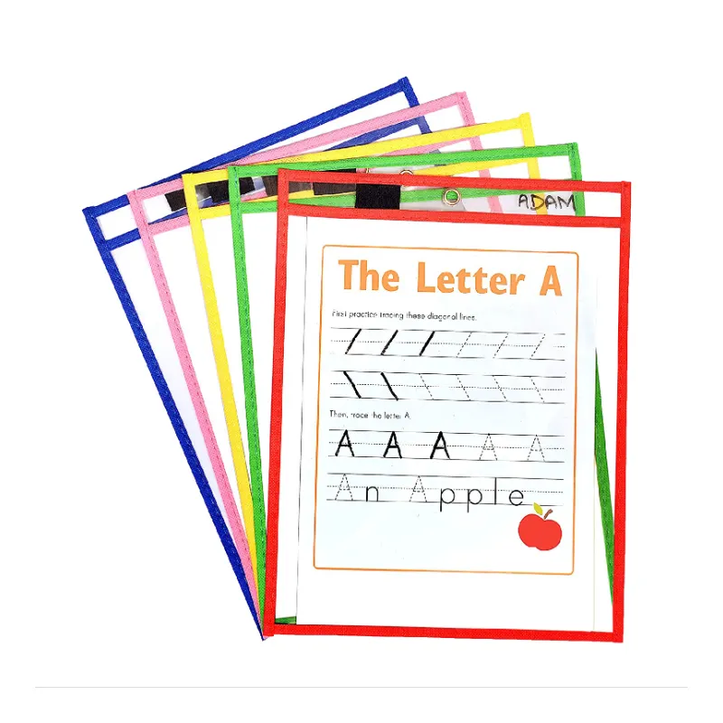 Школьные учительские Детские прочные цветные ПЭТ Пластиковые Многоразовые сухие стираемые карманы