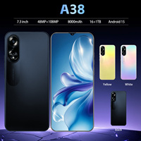 A38 Téléphone Mobile 5G LTE CDMA 7,3 Pouces 8000mAh 16GB 1TB Écran AMOLED 120Hz Débloqué Android 15 108MP HD Abordable