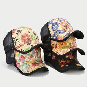 Nouveauté été 2024 : Chapeau de soleil en paille imprimé floral et casquette de baseball en maille pour hommes et femmes, style sportif et urbain - Product Image 1