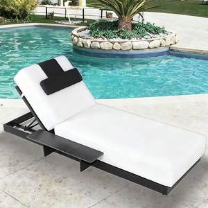 Mobilier de luxe de haute qualité pour loisirs, chaise longue réglable pour l'extérieur, plage, <span class=keywords><strong>jardin</strong></span>, hôtel, <span class=keywords><strong>piscine</strong></span>, avec coussin blanc épais - Product Image 2