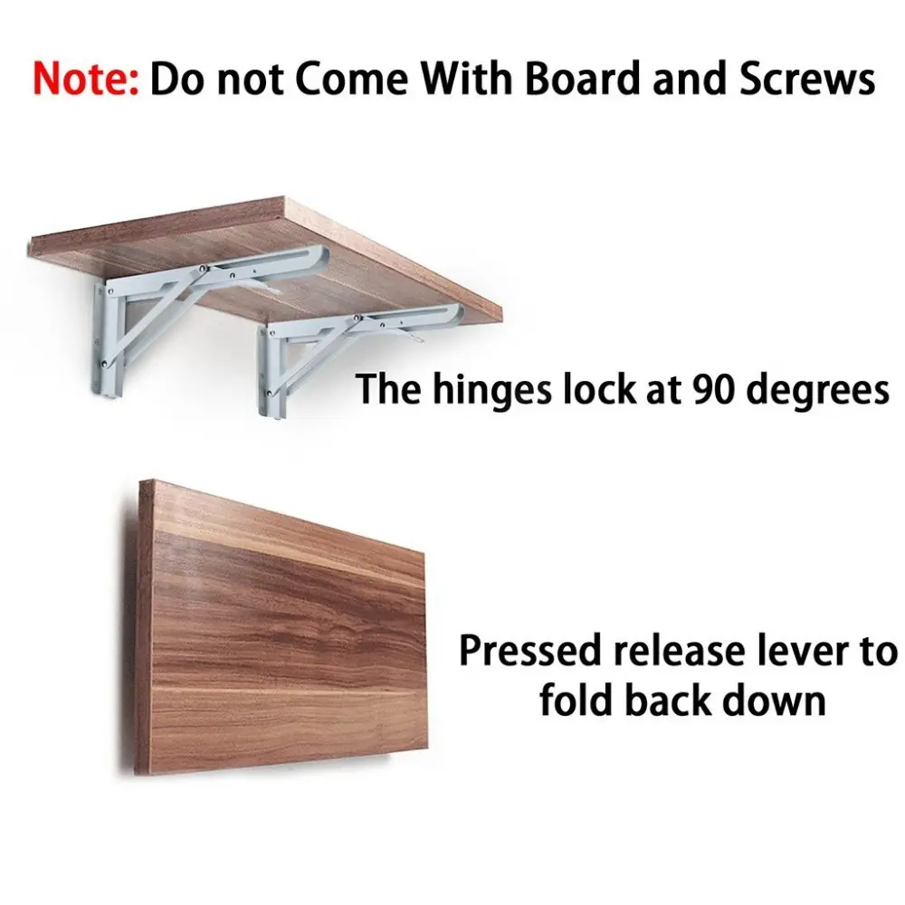 Custom hidden corner heavy duty angle triangle hardware hidden folding adjustable mounting metal table shelf table brackets