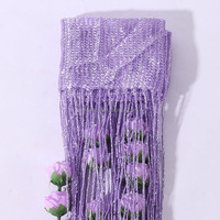 Rideau élégant en fil d'argent rose avec pompons pour mariage, rideau de fenêtre pour bijouterie, centre commercial, événements festifs