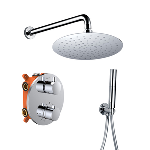 HIMARK montaggio a parete in ottone bagno 2 vie bianco caldo e freddo sistema <span class=keywords><strong>doccia</strong></span> termostatico nero opaco miscelatore <span class=keywords><strong>doccia</strong></span> a pioggia set - Product Image 6