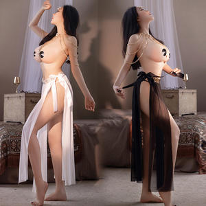 Conjunto de 4 Piezas de Lencería Sexy 6935, Disfraz Sexy para Cosplay, Juego de Roles, Uniforme de Bailarina Exótica, Top con Cadena Metálica, Tanga, Falda y Tocado - Product Image 2