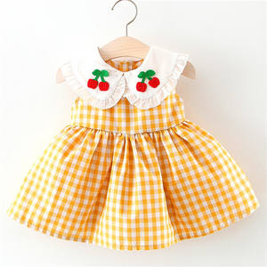 Robe décontractée pour petites filles 100% coton en gros, avec motif cerise, prix direct usine Chine - Product Image 1