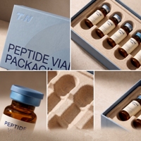 Boîte rigide personnalisée avec couvercle et base bleus pour peptides, en carton gris moulé, impression offset, soins personnels