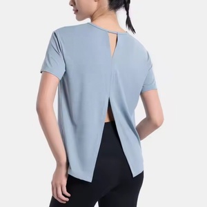 เสื้อครอปท็อปผู้หญิง คอกลม แขนสั้น ทรงหลวม สไตล์สตรีทแวร์ สำหรับวิ่ง ระบายอากาศได้ดี ผลิตจากไนลอนผสมสแปนเด็กซ์ ด้านหลังเว้า - Product Image 6