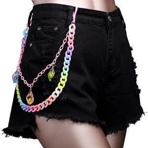 Cadena de cintura de doble capa color caramelo con colgante de caracol de plástico, cadena corporal informal a la moda - Product Image 1