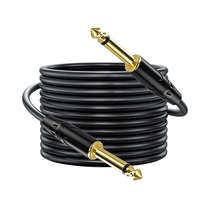 Kabel Audio Stereo Koaksial Jantan ke Jantan 1m 6.35mm untuk Amplifier Mikrofon Bass Gitar Elektrik