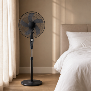 <span class=keywords><strong>Ventilateur</strong></span> de sol électrique PP5 de 16 pouces avec 3 vitesses de ventilation, minuterie de 60 minutes, grille en fer et <span class=keywords><strong>colonne</strong></span> en plastique - Product Image 1