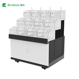 نظام رفوف بلاستيكية معيارية |   خزانة عرض جزيرة قابلة للفصل للبيع بالتجزئة، خزانة تخزين بلاستيكية محمولة بالجملة مع حاويات - Product Image 4