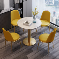Ensemble de chaises de salle à manger de luxe modernes, 1 table et 4 chaises pour négociations au bureau ou réceptions, petite table pour salon ou balcon
