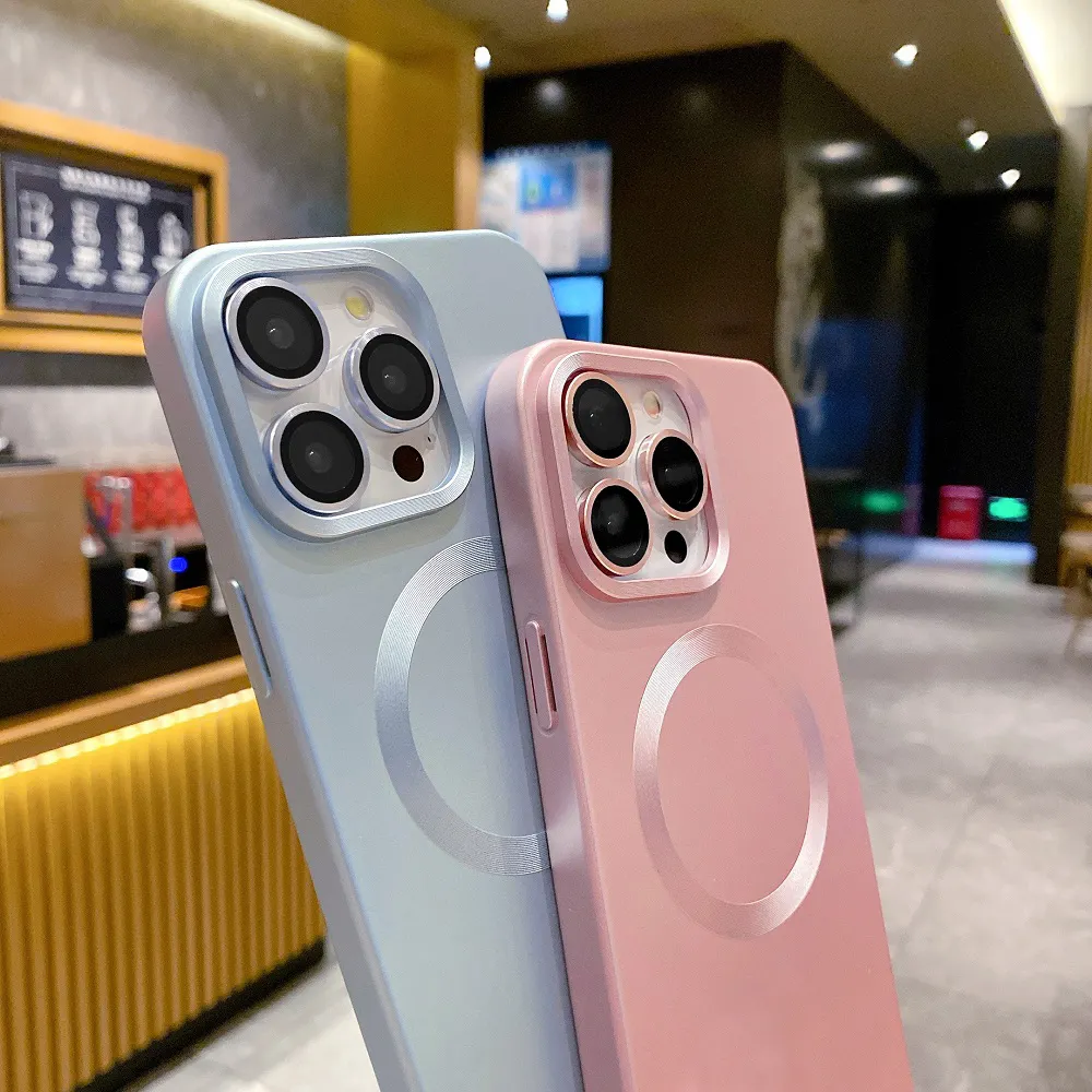 phone case sets with lens film for iPhone 11 12 13 14 15 16 skin feel mobile phone protective case with magnetic