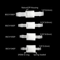 Vanne de décharge de pression d'eau à ressort en polypropylène 1/8" 5/32" 3/16" 1/4" avec joint EPDM pour air/liquide