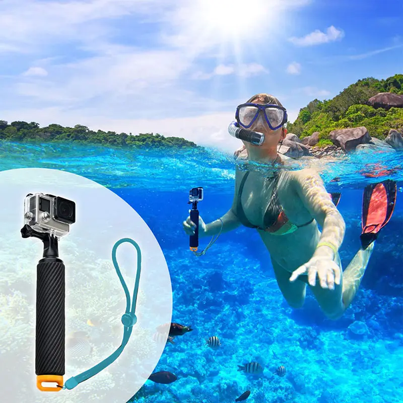 Underwater Selfie Stick Hand Grip Extendable Monopod screw shutter Float Handle Diving pole for Go camera Hero Session