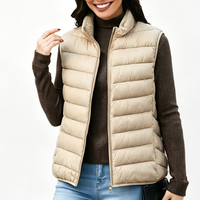 Gilet matelassé léger sans manches pour femme, col montant, fermeture éclair frontale, couche de transition, printemps-automne, vente en gros