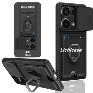 Lichicase Card Slot Holder Multi-Function Protection Mobile Cover For Rdemi K70E Magnet Shockproof Caes