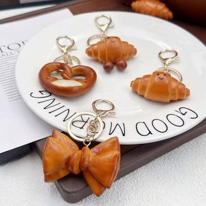 Simulation Food Bread Pretzel Croissant Bag Charm Resin Keychain Cute Backpack Pendant Jewelry <b>Accessories</b> Bow Bowknot <b>Key</b> Chain - Product Image 2