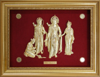 Peinture décorative sur mesure fabriquée en usine, déesse indienne Vishnu Durga, courage et justice, peinture à la feuille d'or 24 carats