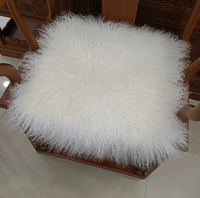 Coussin de siège en peau d'agneau tibétaine naturelle de qualité supérieure, moelleux et chaud, pour chaise de bureau ou de maison