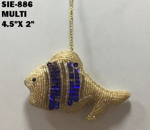 เข็มกลัดรูปปลาประดับลูกปัดทำมือสำหรับเสื้อผ้าและเครื่องประดับ เข็มกลัดรูปปลาตกแต่งทำมือ ของตกแต่งต้นไม้ทำมือ - Product Image 5