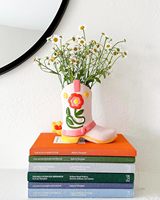 Céramique Rose Dames Cowboy Cowgirl Boot Vase Style Design Minimaliste pour Décoration de Jardin Décor de Bureau avec Fleurs Artificielles