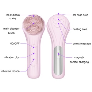 Food Grade Silica Gel Facial Cleansing Brush with Heating Massage Anti Microbial Deep Cleansing - Product Image 1