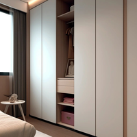 Armoire à portes coulissantes moderne industrielle en MDF blanc, verre marbré, noyer, bois naturel pour chambre à coucher