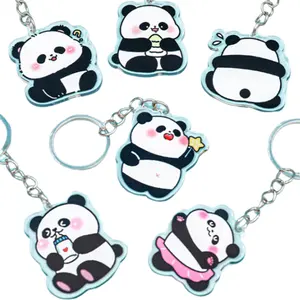 Factory design cartoon panda plastic key chain acrylic pendant gift decoration pendant cute key chain accessories