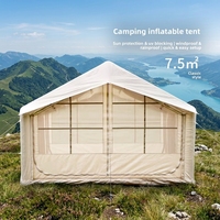 Grande tente de camping gonflable de 7,5 m² avec deux grandes portes, tente pneumatique pour 7 à 10 personnes, tente cabine de luxe, imperméable >3000 mm, 4 saisons, idéale pour les stations balnéaires