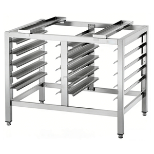 Support de four commercial en acier inoxydable avec double rangée de fentes de guidage pour plaques de cuisson, idéal pour restaurants et boulangeries - Product Image 1
