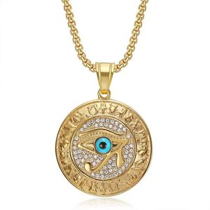 Collar con Colgante de Joyería de Moda de Acero Inoxidable, Impermeable y Antideslustre, con Diseño Geométrico de <span class=keywords><strong>Runas</strong></span> y Ojos Azules, Estilo Hip Hop, <span class=keywords><strong>para</strong></span> Hombre - Product Image 5