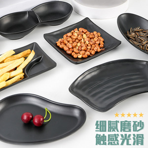 Black <b>melamine</b> tableware, creative small <b>plates</b> for bars and KTVs, uniquely shaped snack dishes, plastic fries <b>plates</b>, - Product Image 3