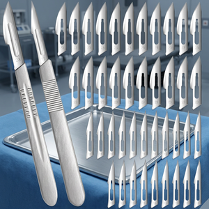 Ensemble de scalpels chirurgicaux avec 23 et 11 lames en acier inoxydable, instrument manuel pour la chirurgie générale, certifié CE classe I - Product Image 4