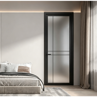 Puerta Abatible de Aluminio con Vidrio Templado Estilo Victoriano, Aislamiento Térmico, Malla de Seguridad, para Almacén, Bodega, Apartamento
