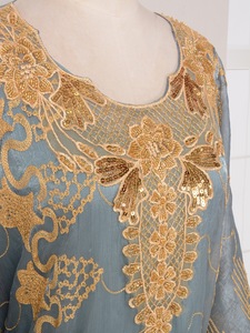 Robe Abaya Musulmane Marocaine Vintage Broderie Florale Polyester Manches Chauve-Souris Respirante Élégante pour l'Aïd et les Mariages Modeste Longueur Ras du Sol - Product Image 6