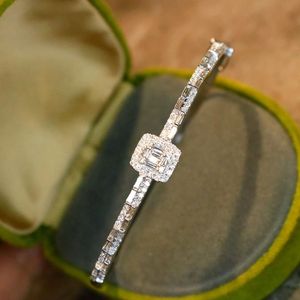 Xinfly New Custom Pure 18k Gold 0.85ct <b>Iced</b> Baguette Diamonds Bracelet Bangle - Product Image 2