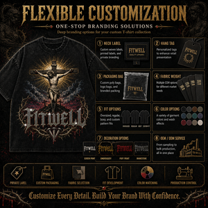 T-shirt Oversize da Uomo con Stampa Gotica a Croce, Stile <span class=keywords><strong>Rock</strong></span> Street Trendy, con Scritte Personalizzate in Strass e Grafica Lavata - Product Image 3