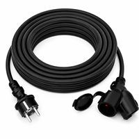 Rallonge électrique Linsheng 10m noire certifiée SGS H07RN-F Schuko avec protection IP44, 16A 250V AC, double prise