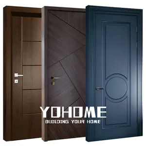 Zhejiang pintura puerta de madera a prueba de fuego hotel puerta de madera de lujo sólido MDF HDF puerta sin pintura