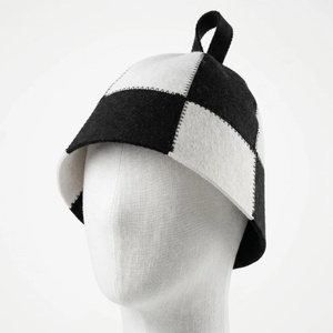HKZB Custom Logo Wool Felt Sauna <b>Hat</b> Checkered Banya <b>Hat</b> Sauna Cap for Men <b>Women</b> to Protect Hair - Product Image 2