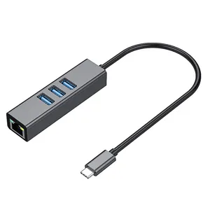 TYPE C To 1000M LAN Gigabit Ethernet Adapter RJ45 Network Adapter With 3 Port Usb3.0 Hub