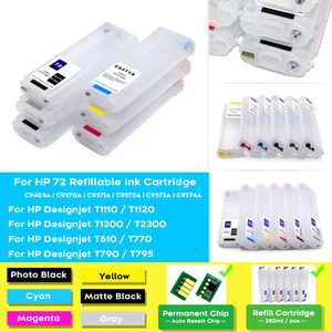 BOMA 72 vide cartouche d'encre rechargeable avec puce pour HP <span class=keywords><strong>Designjet</strong></span> T1200 T770 T2300 T790 <span class=keywords><strong>T795</strong></span> T1200 T1300e imprimante 280ml 6 couleurs - Product Image 5