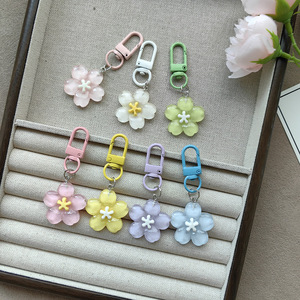 Wholesale Macaron Color Sakura Keychain Cute Acrylic Flower Pendant for Women Girls Bag Charm <b>Car</b> <b>Keyring</b> Fashion Accessories - Product Image 3