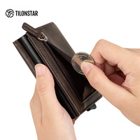 TILONSTAR TVC203 Porte-Cartes de Crédit Homme Anti-RFID Portefeuille Mince en Cuir Aluminium Vintage Bloqueur RFID